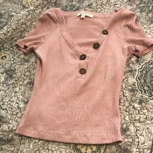 Pink button blouse.
